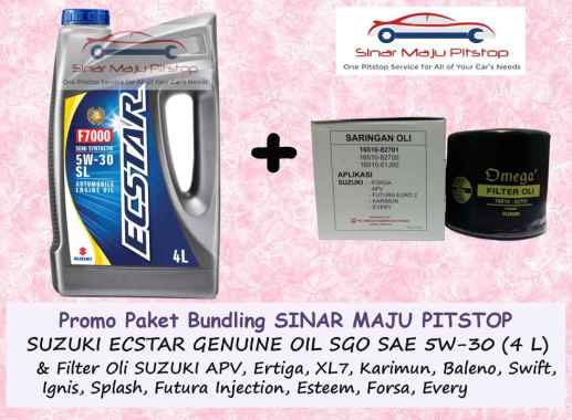 Paket Oli SGO ECSTAR 5W-30 Original 4 Liter & Filter Mobil SUZUKI IGNIS & SPLASH & FUTURA INJECTION 