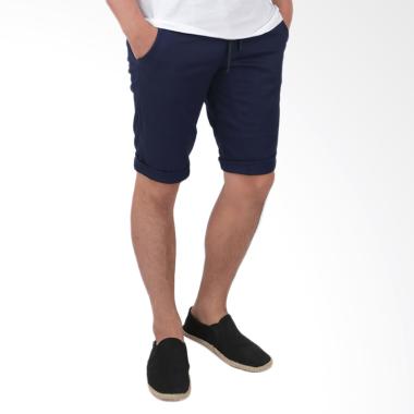 Elfs Shop Short Jogger Pants Simple ... endek Pria - Biru Dongker