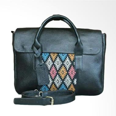 Syahidah Tas Kulit Asli Magetan Kombinasi Tenun Sumba Hand Bag