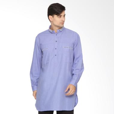 Zayidan Reihan Baju Gamis Muslim Pria - Biru List Abu