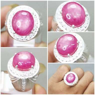 Batu Cincin Natural Ruby Pink Warna Birma Perak