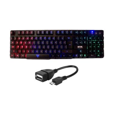NYK K-02 Semi Mechanical Keyboard Gaming + Kabel OTG - Hitam