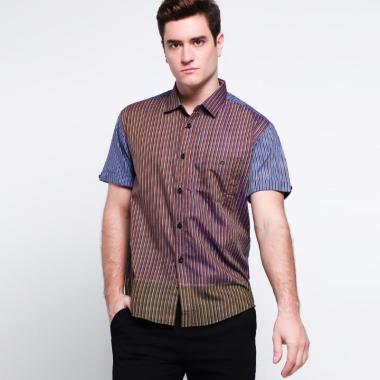 The Y Label Saturn Return Striped Shirt Atasan Pria - Dusty Red Blue [Y-