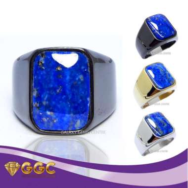 Cincin Pria Batu Natural Lapis Lazuli Original Afghanistan Hitam 9