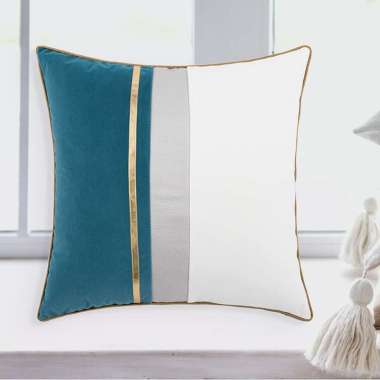 Large 25.5 x 18 White and Navy Blue Stripes by Kapotka on Rectangular Pillow 