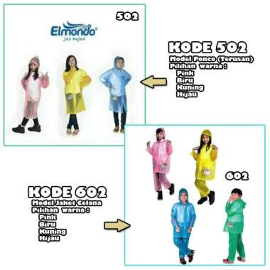 JAS HUJAN ANAK Stelan Setelan Elmondo Kidd 502 602 Set Jaket Celana MURAH 502 kuning