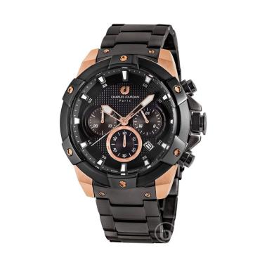 Charles Jourdan Chronograph Original Jam Tangan Pria [CJ1077] Black Rose Gold
