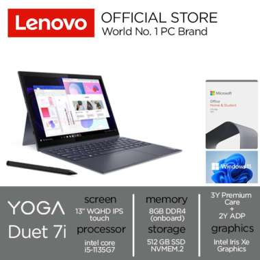 Lenovo Yoga Duet 7i 13ITL6-82MA007MID Laptop 2 in 1 [Core i5-1135G7/8GB/512GB SSD/13″ Touch/Win 11 Home+OHS 2021] Slate Grey