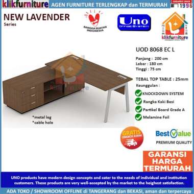 UOD 8068 EC L UNO Meja Kantor Meja Kerja Sudut L Kaki Besi