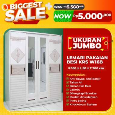 PROMO MARET ~ Lemari Pakaian Besi Jumbo KRS W16B