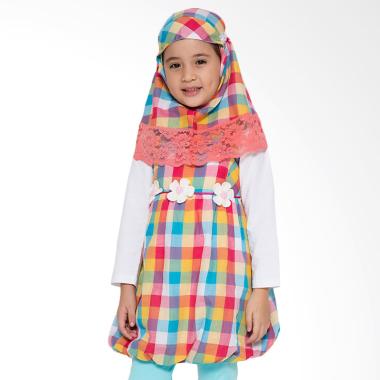 4 You Moslem Plaid Dress Muslim Anak - Kuning