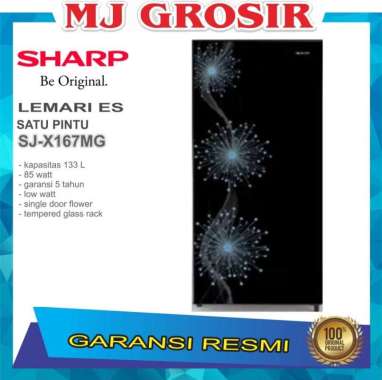 KULKAS SHARP SJ-X 167 MG LEMARI ES 1 PINTU SJX167MG SHINE MAGNEGLASS hitam hitam