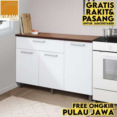 Kirana Kitchen Set Indiana Lemari Kabinet Dapur Rak Dapur Bawah - 3 Pintu - Putih