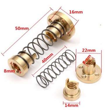 T8 Anti Backlash Spring Leadscrew Nut Lead 2mm 1 start
