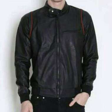 Jaket Afgan Semi Kulit Pria Jk-28 Jaket Motor XL Black