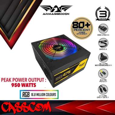 Armaggeddon Voltron Gold 475 RGB Power Supply Unit dengan Fan RGB Hening