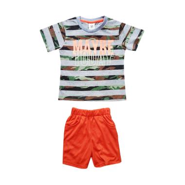 MacBear Stripe Army May Day Setelan Baju Anak - Abu-abu