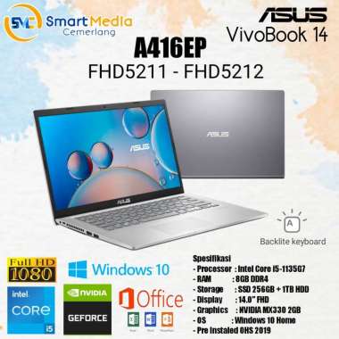 ASUS VIVOBOOK 14 A416EP-FHD5211/FHD5212|i5-1135G7|8GB|256GB+1TB|MX330|14" FHD|W10+OHS
