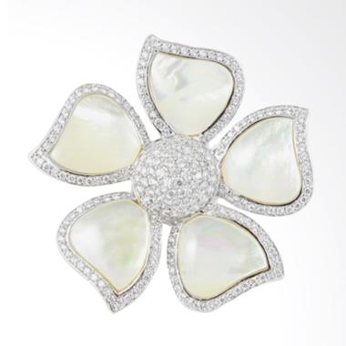Gina Adornments MOP Petals Flower a ... nia Brooch - Silver White