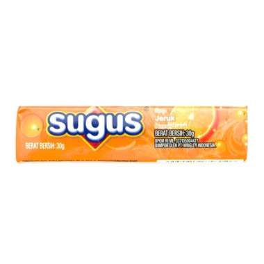SUGUS Orange Soft Candy Stick 30g - Permen Lunak Rasa Buah Jeruk Oren