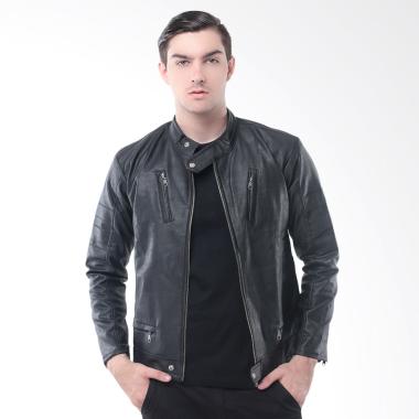Crows Denim Exclusive Leather Jaket Pria - Black