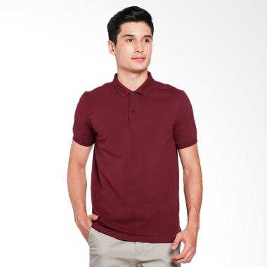 Giordano Solid Polo Shirt Pria - Red Maroon [0101725309]