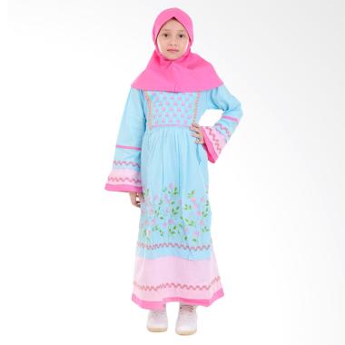 Jesca and Paul 226 Katun Bordir Olivia Gamis Baju Muslim Anak - Blue