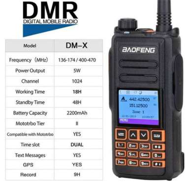 Baofeng DM-X HT Dual Band Digital Analog Ori Baru Garansi GPS SMS DMR