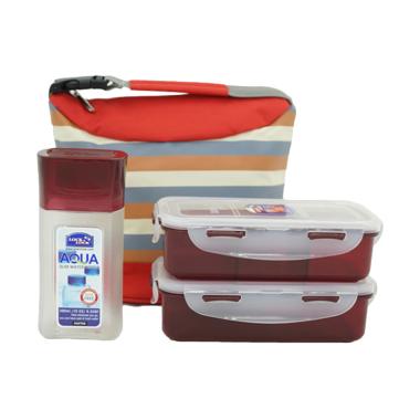 LOCK & LOCK HPL758S3SR Lunch Box Se ...  Makan dan 1 Botol Minum]