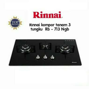 Rinai Kompor Gas Tanam Rinnai 3 Tungku RB-713 N GB RB713 NGB Glass RB 713 NGB Black