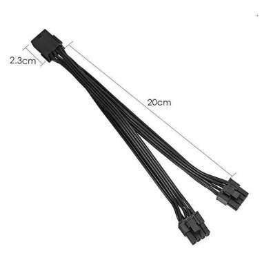 Kabel VGA 8 pin Female to dual 8 pin PCIE (6+2) Male BLACK EDITION