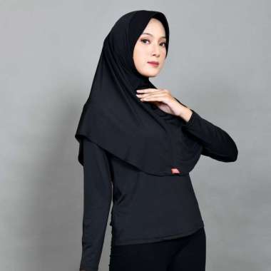 Zeea Jilbab Instan Kerudung Bergo Sport P Hurra Polos hitam