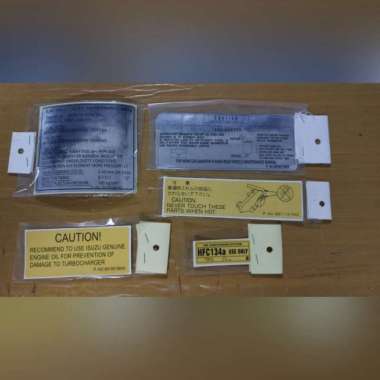 Stiker Kap Mesin CAUTION Turbocharger Pompa Solar ISUZU PANTHER SET