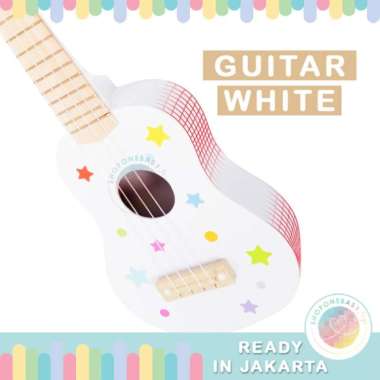 Ukulele Guitar Wooden Toy Mainan Alat Musik Anak Gitar Kecil White
