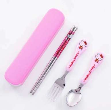 Sendok Set Garpu Sumpit Karakter / Sendok Set Anak Hellokitty