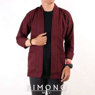 Kimono Outer Pria / Kimono Jepang / Kimono / Jaket Kimono Maroon M