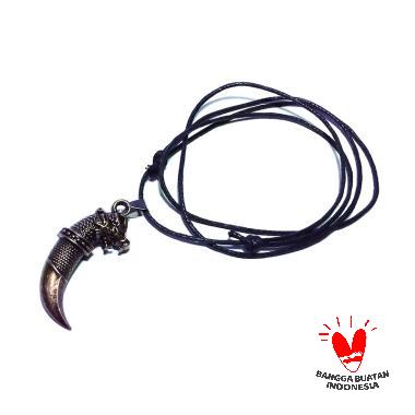 VeE 1 Set Kalung Liontin Titanium Taring Kepala Macan - Kalung Pria Wanita Gold