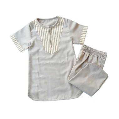 LANIEA Turki Garis Baju Koko Anak Laki Laki - Mocca