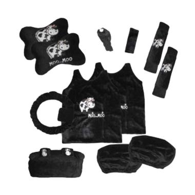 Bantal Mobil HL Fiesta 8in1 Kartun Moo Set Interior Mobil - Hitam