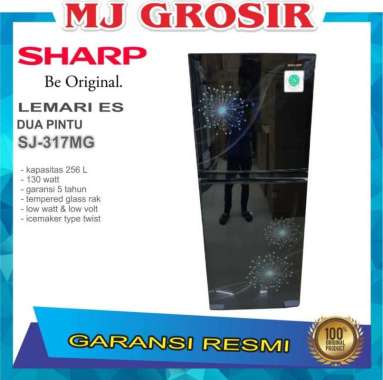 KULKAS SHARP SJ 317 MG LEMARI ES 2 PINTU SJ317MG SJ 317MG HITAM HITAM
