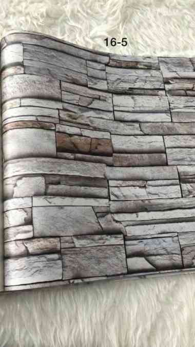 Wallpaper Dinding Motif Batu Alam Susun 3D SF warna abu