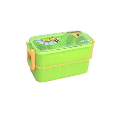 Kotak Makanan Susun 2 Bekal Anak Delicious Lunch Box Green Leaf 7365 HIjau