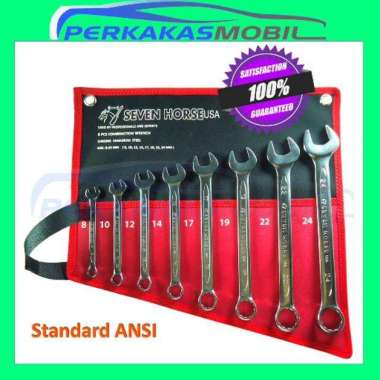 Seven Horse Kunci Ring pas Ringpas satu 1 set 8 Pcs Combination WrenchTahan Lama Kualitas Premium