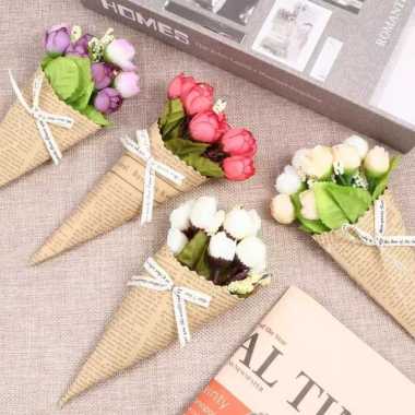 Artificial Rose Bouquet Flowers / Bunga Mawar Buket Ungu