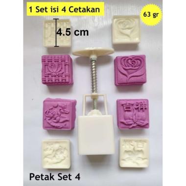 aiGooTan - CETAKAN MOONCAKE PETAK SET 4 - Cetakan Nastar Kue Bulan