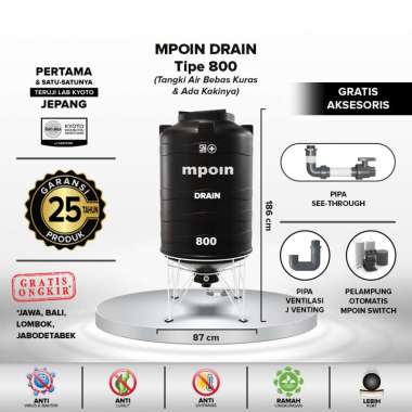 Tangki Air / Tandon / Toren MPOIN Plus 800 Drain Hitam