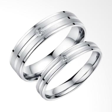 CDHJewelry CC038 Titanium Anti Karat Cincin Couple (Female 6 & Male 7)