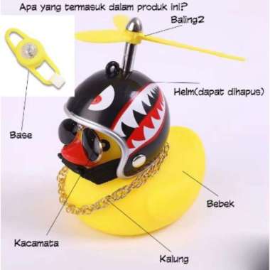 Bebek Kuning Lampu Hias Variasi Helm Sepedah Motor Mobil Bersuara Mainan Anak Baling Baling