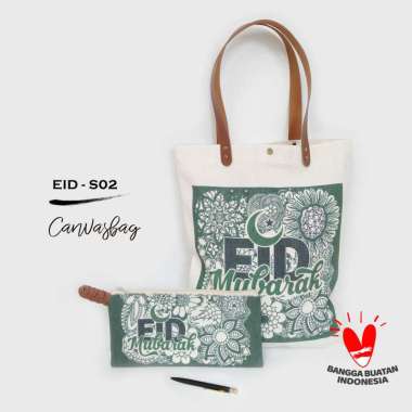 Dewani Tote Bag Set Canvas & Pouch EID02 Seri Lebaran Tas Kanvas Wanita