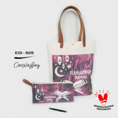 Dewani Tote Bag Set Canvas & Pouch EID05 Seri Lebaran Tas Kanvas Wanita